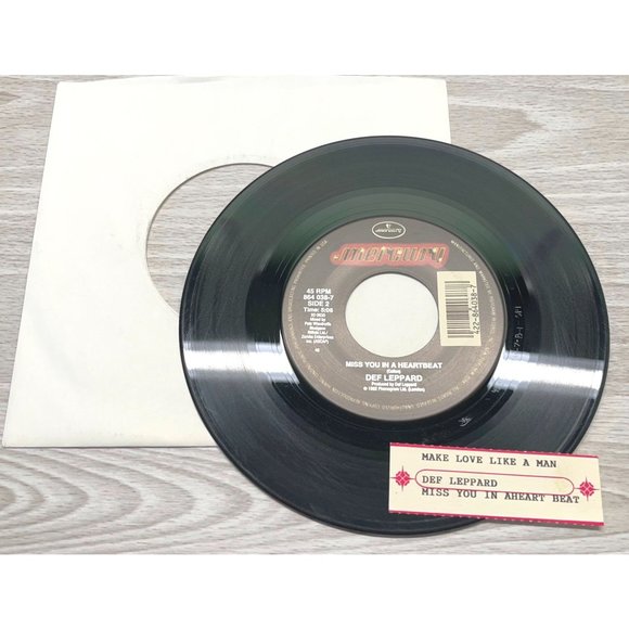 Def Leppard Miss You in a Heartbeat / Make Love Like a Man 45 Rock Mercury VG++ - Picture 4 of 4